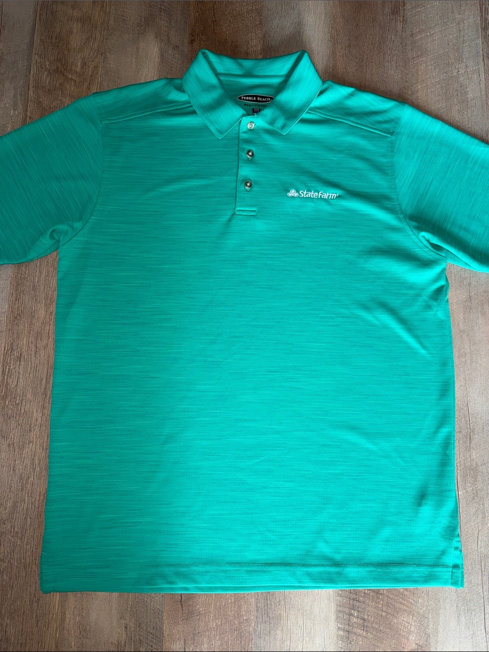 Pebble Beach Men's Large State Farm Bright Teal Polo